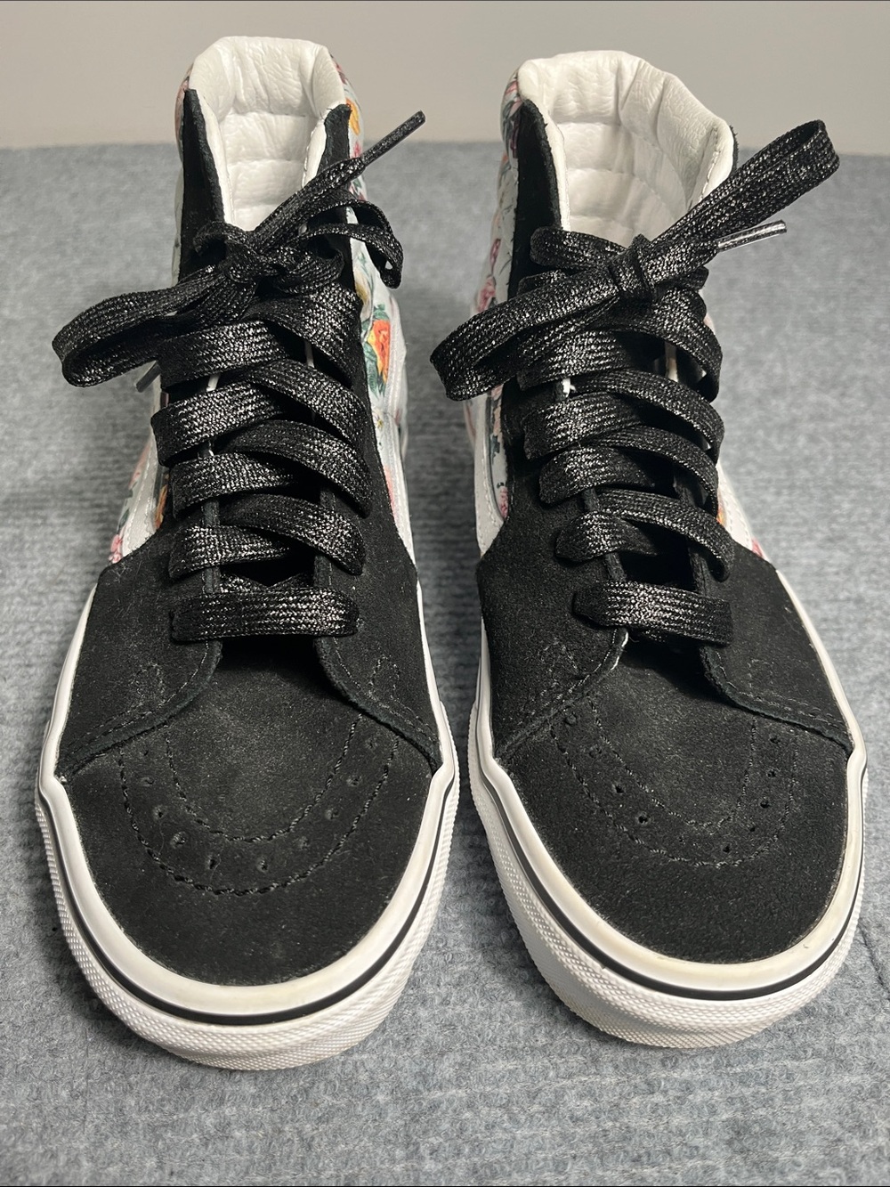 Vans Kids Black High-Top Sneakers with Floral Sides